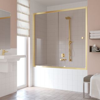 Шторка на ванну Vegas Glass ZV Tur Novo 170 09 01 профиль золото, стекло прозрачное (высота 1400мм) регулировка 168-173